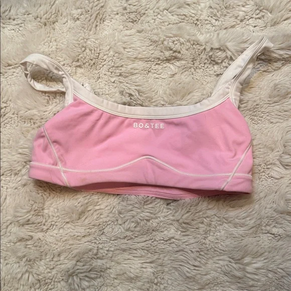 Stylish Pink and White Sports Bra - Picture 3 of 3